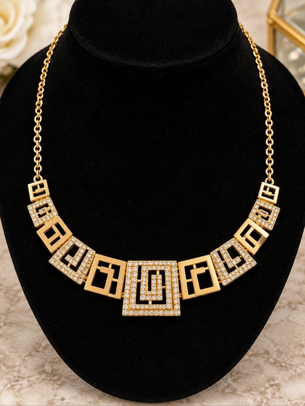 22kgp Dubai Jewelry Geometric Gold-Tone Statement Necklace - Women's Jewelry